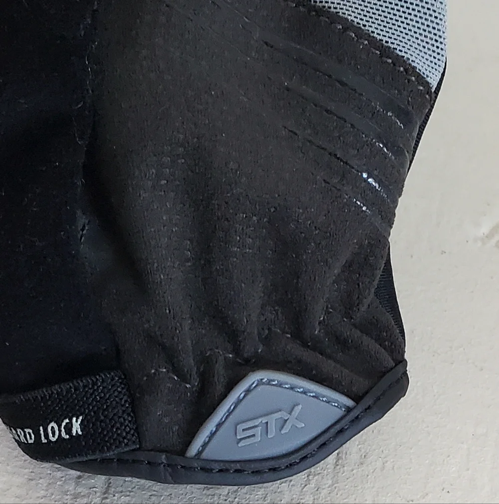 STX LaCrosse Strike Grip Gloves, Black/Grey, Wm Large, NEAR NEW